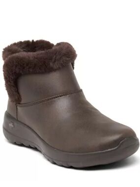 SKECHERS BROWN FUR LINED ANKLE BOOTS